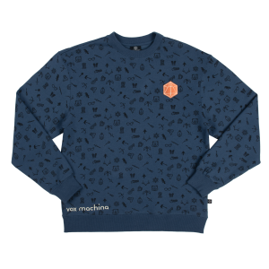 Toss Pattern Icons Blue Crew Sweatshirt