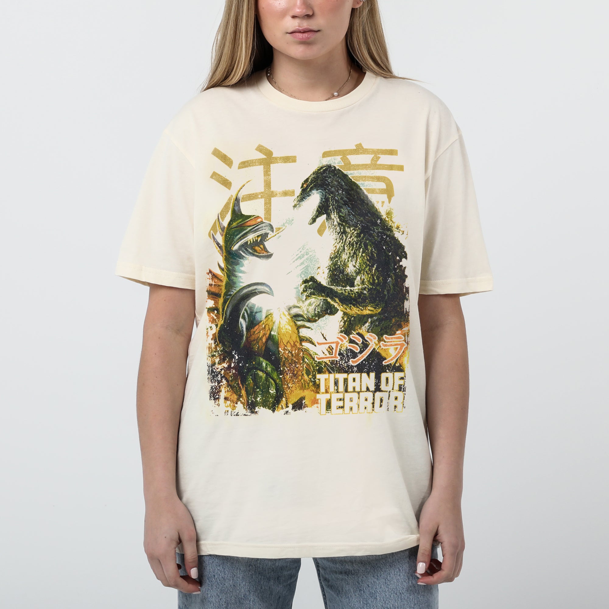 Vintage Godzilla & Gigan Titan Of Terror Natural Tee
