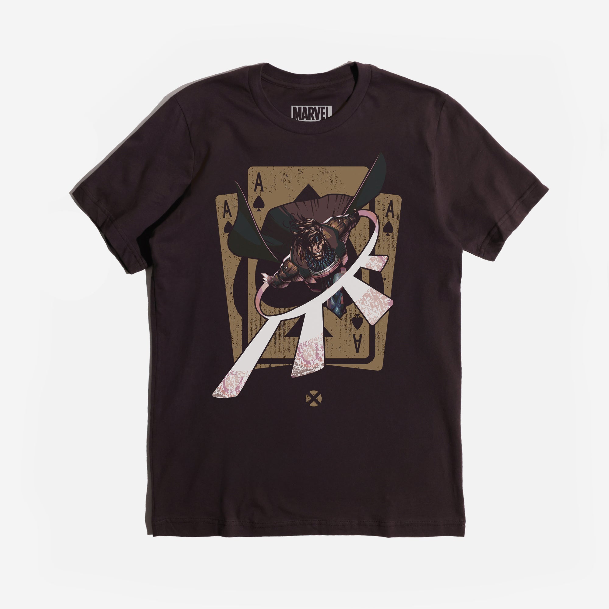 X-Men Gambit Explosive Cards Brown Tee
